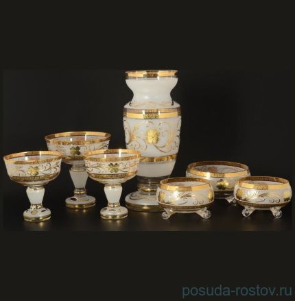Набор конфетниц с вазой для цветов 7 предметов (6х13 см + 1х16 см) &quot;Star Crystal /Версаче золото&quot; / 105402