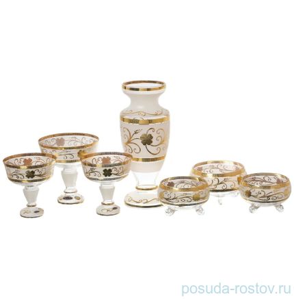 Набор конфетниц с вазой 7 предметов белый &quot;Версаче /Золотой цветок&quot; SC / 136611