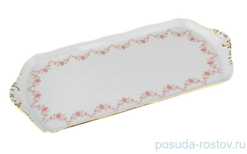 Поднос 38 см прямоугольный "Соната /Розовый цветок" / 159162 Поднос 38 см прямоугольный "Соната /Розовый цветок" / 159162