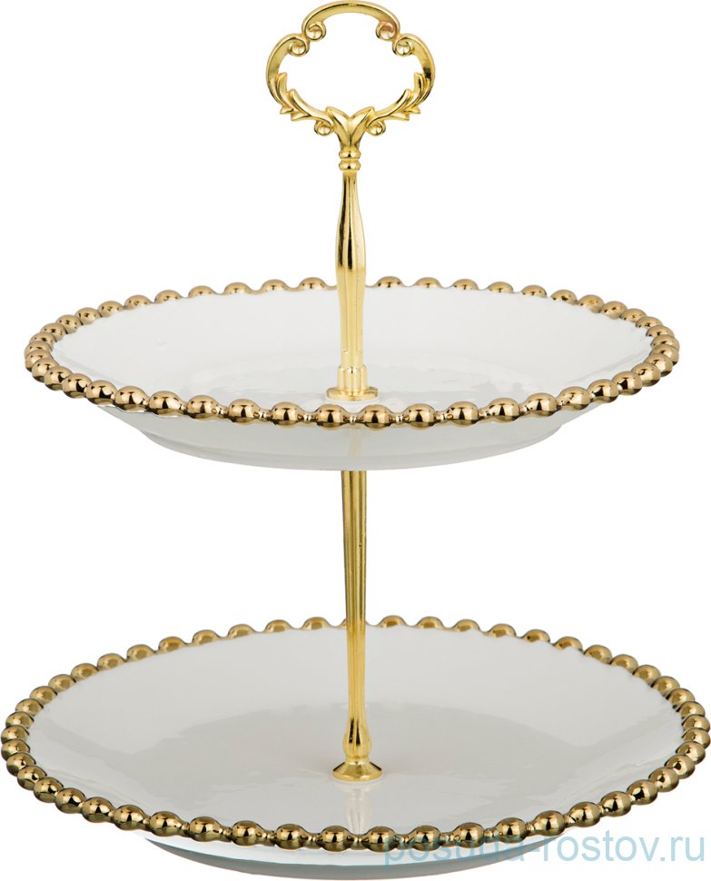 Фруктовница 25 см 2-х ярусная (15, 22 см) "Бусинки" / 197657