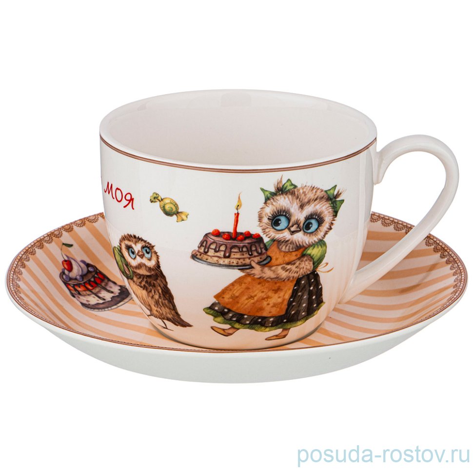 Чайная пара 380 мл 1 шт "Совушки" / 225637