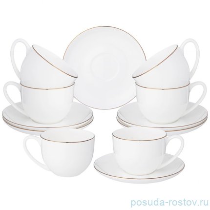 Набор чайных пар 250 мл 6 шт &quot;Кристал голд&quot; / 336378
