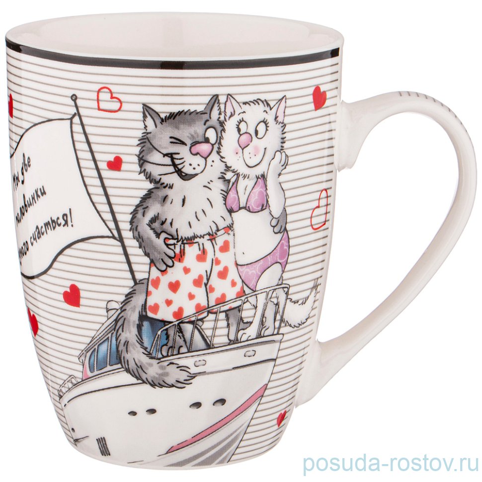 Кружка 340 мл "полосатые коты" / 258948