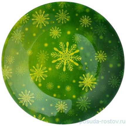 Тарелка 25 см зелёная &quot;Новогодний калейдоскоп /Снежинки&quot; / 268464