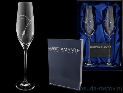 Бокалы для шампанского 210 мл 2 шт прозрачные &quot;Diamante /С стразами&quot; / 061212