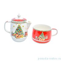 Чайный набор 2 предмета (заварочный чайник + кружка) &quot;Christmas time /Royal Classic&quot; / 228173