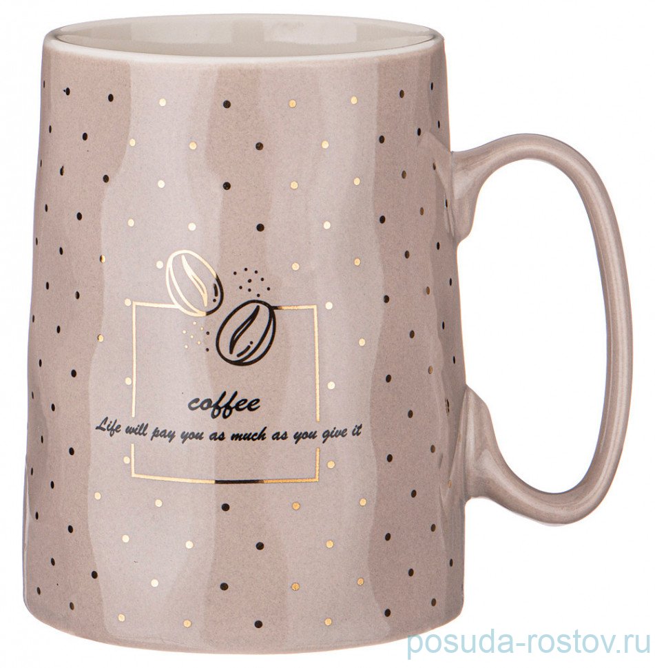 Кружка 500 мл серая "Кофемания" / 284956