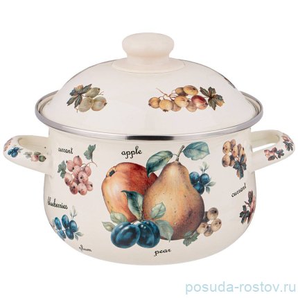 Кастрюля 18 х 11 см с крышкой эмалированная 2 л &quot;фрукты&quot; / 274434