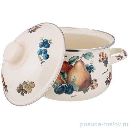 Кастрюля 18 х 11 см с крышкой эмалированная 2 л &quot;фрукты&quot; / 274434