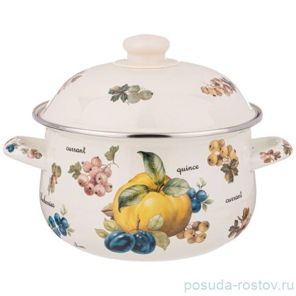 Кастрюля 18 х 11 см с крышкой эмалированная 2 л &quot;фрукты&quot; / 274434