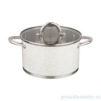 Кастрюля 20 х 11,5 см со стеклянной крышкой 3,5 л белая &quot;agness&quot; / 213801