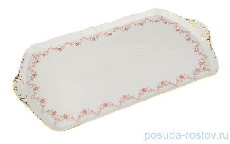Поднос 41 см прямоугольный "Соната /Розовый цветок" / 159163