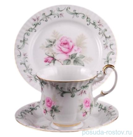 Чайный набор для завтрака 250 мл на 1 персону 3 предмета &quot;Моника /Серая роза&quot; / 158150