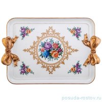 Поднос 56 х 38 х 5 см прямоугольный с ручками &quot;Букет с розами&quot; / 186629