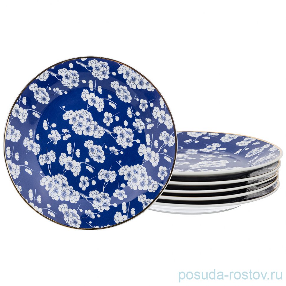 Набор тарелок 20 см 6 шт "сакура /кобальт" / 195030 Набор тарелок 20 см 6 шт "сакура /кобальт" / 195030