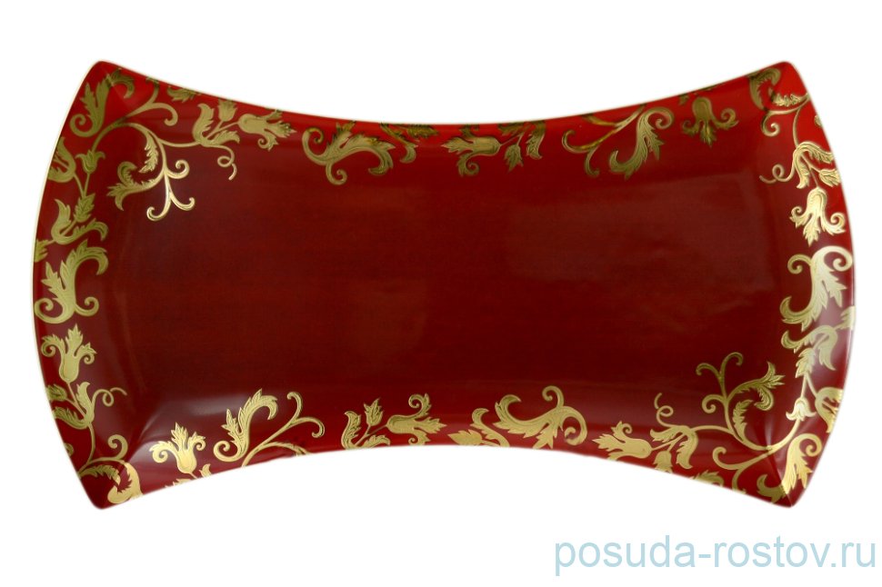 Блюдо 45 см фигурное "Тоска /Бордо /Золотые цветы" / 092880 Блюдо 45 см фигурное "Тоска /Бордо /Золотые цветы" / 092880