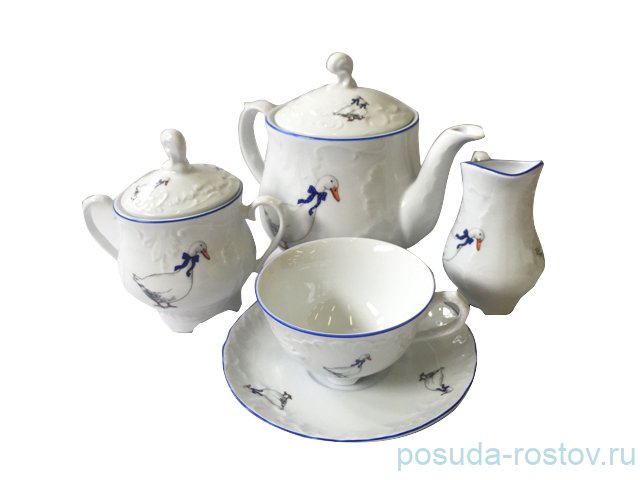 Чайный сервиз на 6 персон 15 предметов "Рококо /Гуси" (220 мл) / 109919 Чайный сервиз на 6 персон 15 предметов "Рококо /Гуси" (220 мл) / 109919