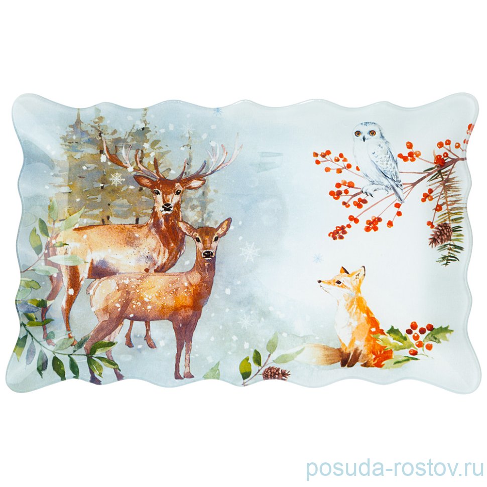 Блюдо 25 см прямоугольное "зимняя сказка /звери" / 268482 Блюдо 25 см прямоугольное "зимняя сказка /звери" / 268482