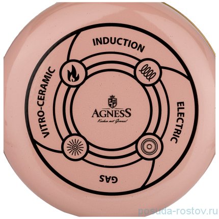 Сотейник 26 см с крышкой эмалированный антипригарное мраморное покрытие 3,5 л &quot;Agness /Тюдор&quot; / 206402
