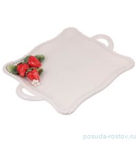 Блюдо 40 х 31 см прямоугольное с ручками &quot;Клубника&quot; / 334304