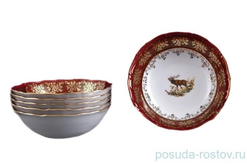 Набор салатников 16 см 6 шт Royal Czech Porcelain "Фредерика /Охота красная" / 098241 Набор салатников 16 см 6 шт Royal Czech Porcelain "Фредерика /Охота красная" / 098241