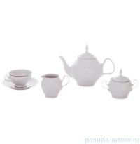 Чайный сервиз на 6 персон 15 предметов &quot;Бернадотт /Платиновый узор&quot; (чайник с дыр, чашка бол. ручка) / 099358
