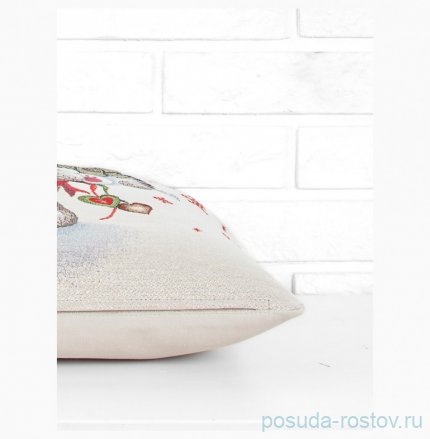 Наволочка 45 х 45 см, с серебристым люрексом &quot;Вязаный дружок и котенок&quot; / 299176