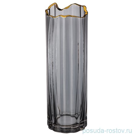 Ваза для цветов 30 см серая &quot;отводка золото&quot; / 289419
