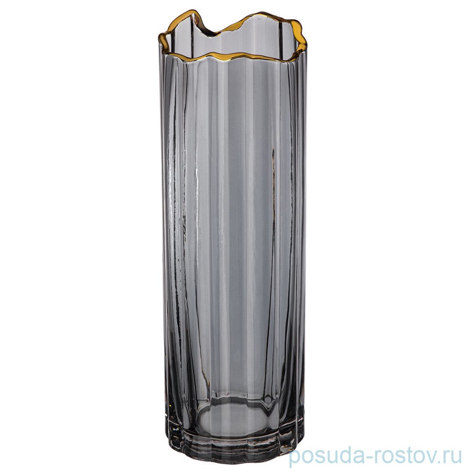 Ваза для цветов 30 см серая "отводка золото" / 289419 Ваза для цветов 30 см серая "отводка золото" / 289419
