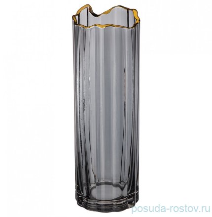 Ваза для цветов 30 см серая &quot;отводка золото&quot; / 289419