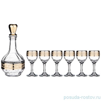 Набор для водки 8 предметов (графин 500 мл + 6 рюмок) с барной стойкой кольцо &quot;Полоса версаль&quot; / 236684