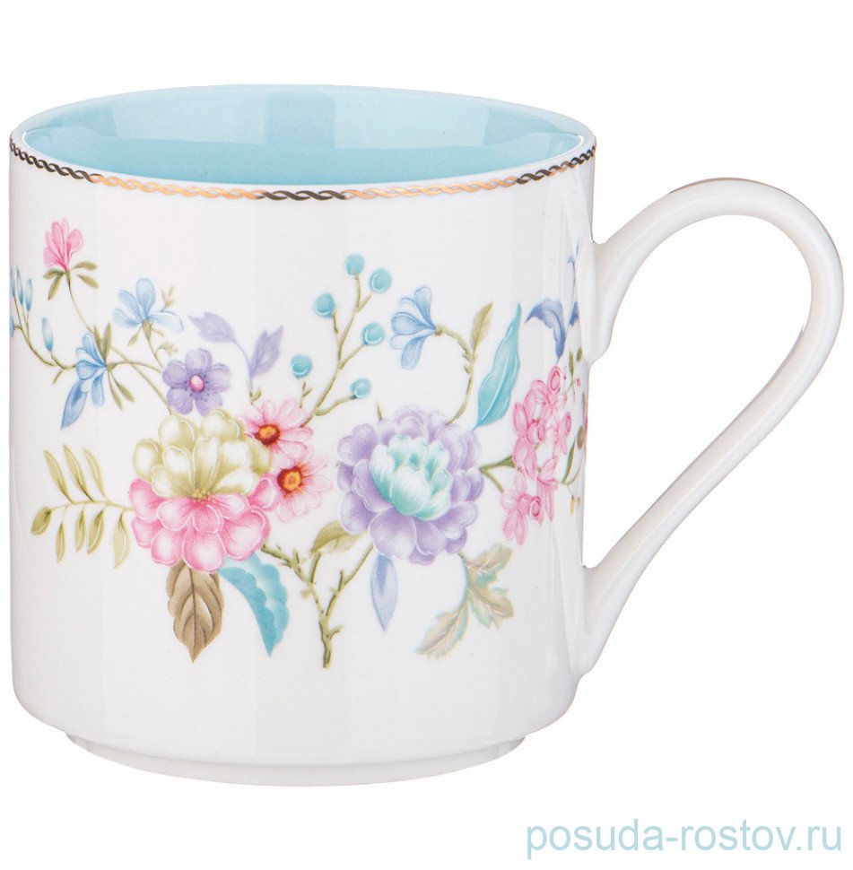 Кружка 360 мл "blossom /цветы" с голубым внутри / 323093