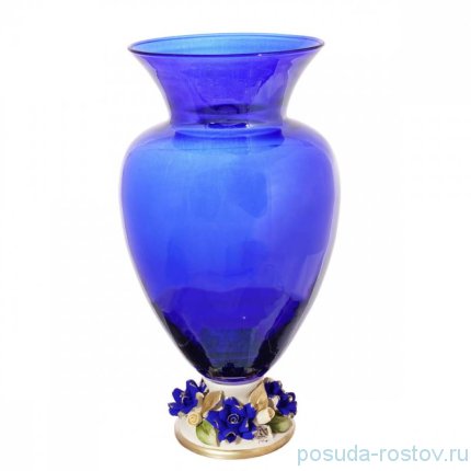 Ваза для цветов 23 х 23 х 41 см н/н синяя &quot;W. Cristal /Муранское стекло&quot; / 212844