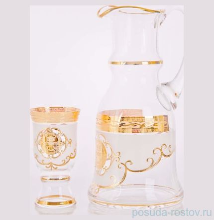 Набор для воды 7 предметов (кувшин + 6 стаканов) &quot;Королевский /Богемия /Антик золото&quot; / 065263
