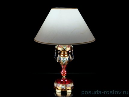 Лампа настольная 1 рожковая хрусталь &quot;Лепка красная /Elite Bohemia&quot; d-40 см, h-55 см, вес-2,16 кг / 136542