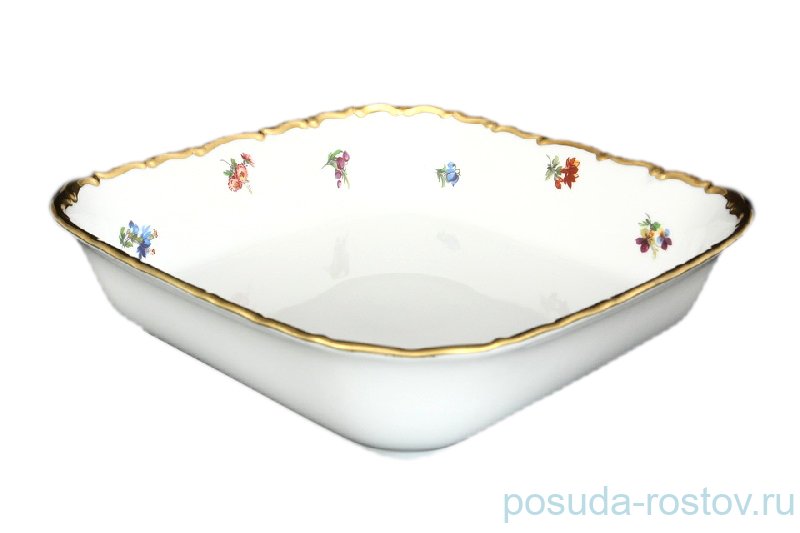 Салатник 24 см квадратный  Bohemia Porcelan Moritz Zdekauer 1810 s.r.o. "Анжелика 852 /Мелкие цветы" / 059825