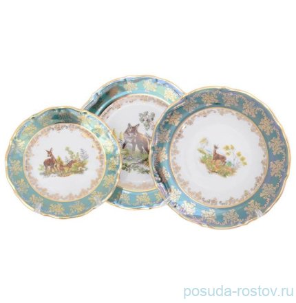 Набор тарелок 18 предметов &quot;Мария-Тереза /Охота зелёная&quot; M-D / 270249