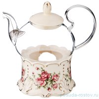 Заварочный чайник 600 мл на подставке &quot;корейская роза&quot; / 199235