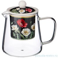 Заварочный чайник 400 мл чёрный &quot;маки&quot; / 209331