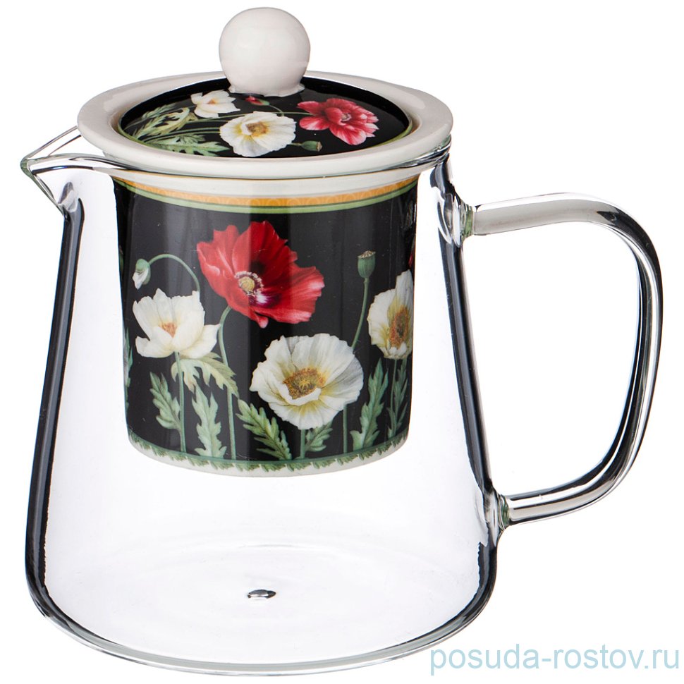 Заварочный чайник 400 мл чёрный "маки" / 209331