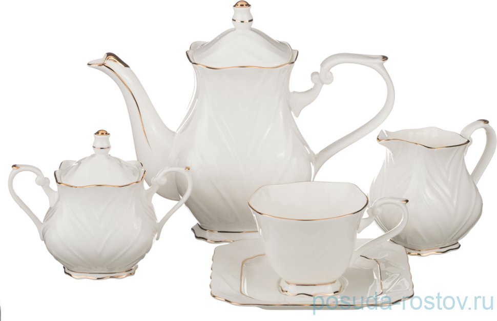 Чайный сервиз на 6 персон 15 предметов "Двойная золотая линия" / 189191 Чайный сервиз на 6 персон 15 предметов "Двойная золотая линия" / 189191