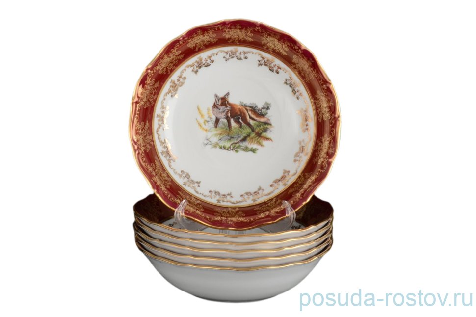 Набор салатников 19 см 6 шт Bohemia Porcelan Moritz Zdekauer 1810 s.r.o. "Магнолия /Охота красная" / 038330 Набор салатников 19 см 6 шт Bohemia Porcelan Moritz Zdekauer 1810 s.r.o. "Магнолия /Охота красная" / 038330