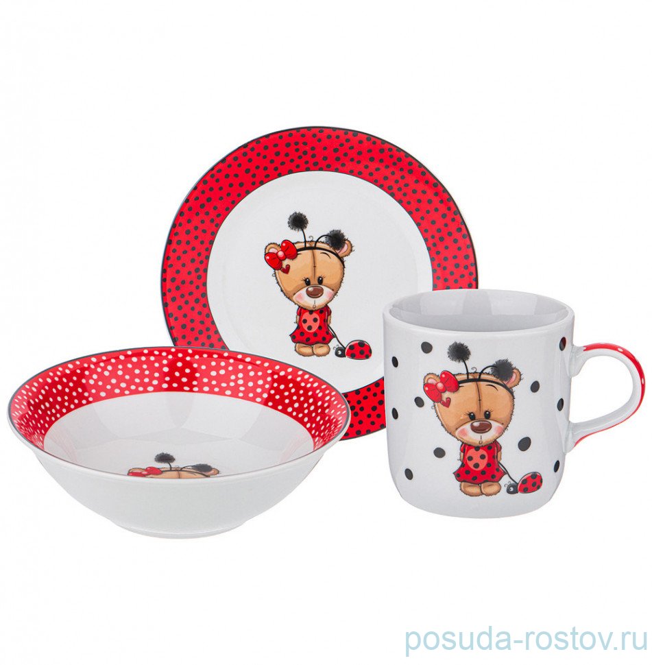 Детский набор 3 предмета "Мишка и божья коровка" / 294282