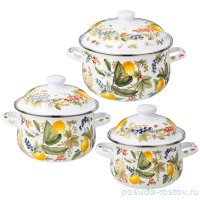Набор кастрюль 6 предметов (16х10 см - 1,5 л, 20х12 см -2,8 л, 22х13 см - 3,6 л) &quot;фруктовая корзина&quot; / 339094