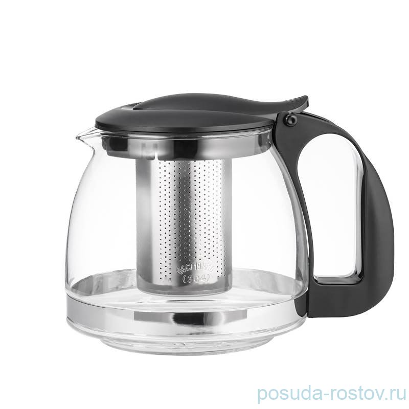 Заварочный чайник 1,25 л с металлическим фильтром чёрный "Lara" / 208925