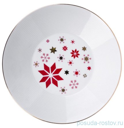 Тарелка 22 см глубокая &quot;Леа /Новогодний&quot; красный / 263228