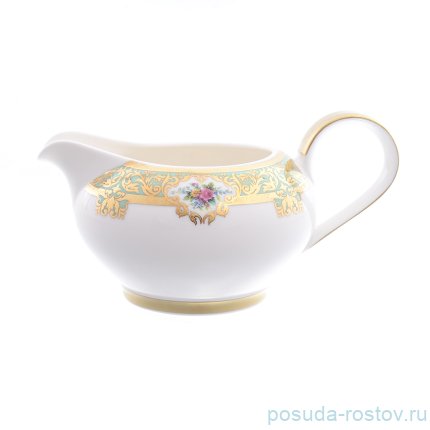 Столовый сервиз на 6 персон 25 предметов (без супника) &quot;Опал /Цветы на нежно-бирюзовом /с золотом&quot; / 150589