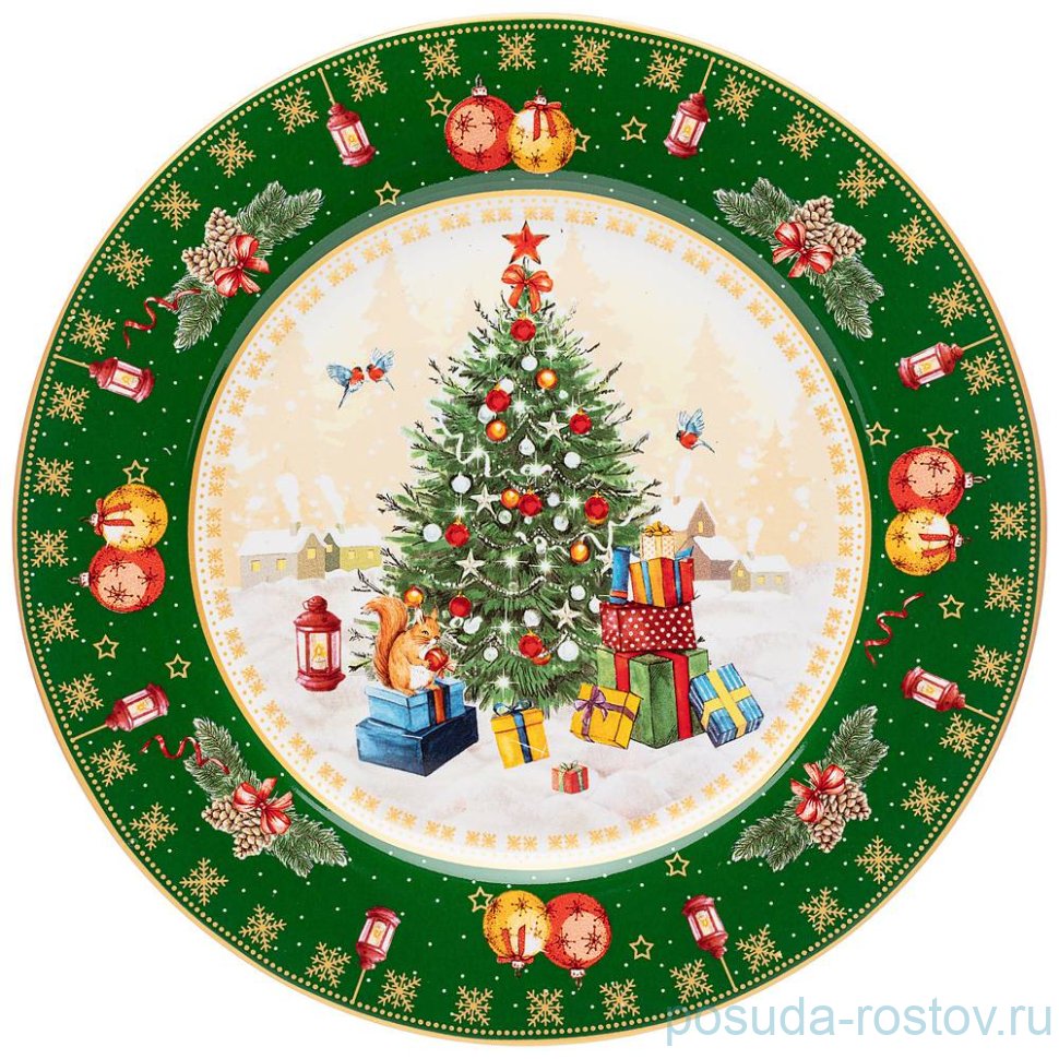 Тарелка 21 см зелёная "С Новым годом! /Ёлка" / 254405 Тарелка 21 см зелёная "С Новым годом! /Ёлка" / 254405