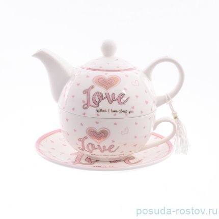 Чайный набор 3 предмета (чайная пара + чайник) &quot;Love&quot; / 150355