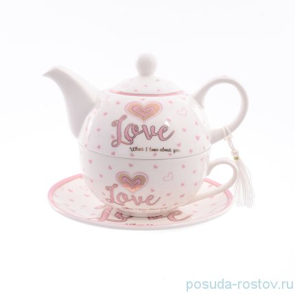 Чайный набор 3 предмета (чайная пара + чайник) &quot;Love&quot; / 150355